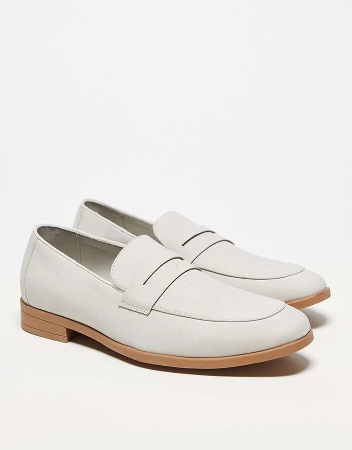 ASOS DESIGN penny loafers in light gray - Image 2