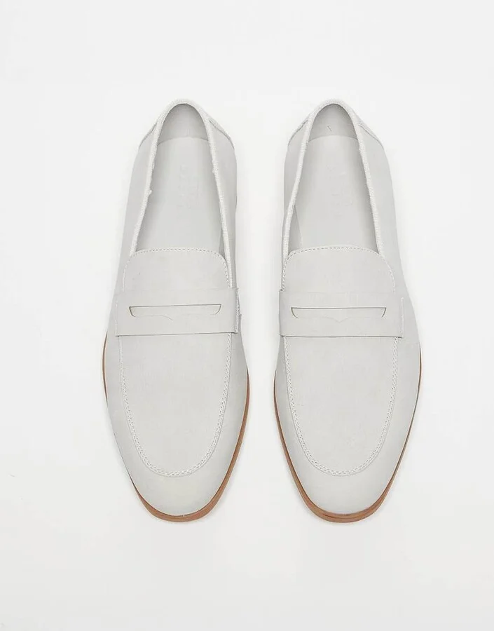 ASOS DESIGN penny loafers in light gray - Image 3