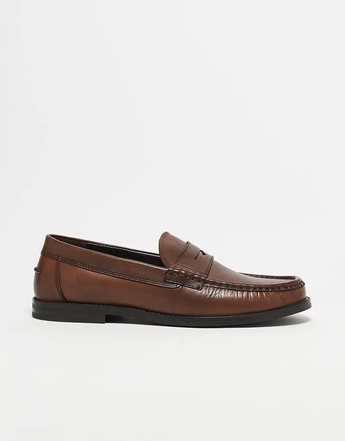ASOS DESIGN penny loafers in tan leather - Image 2