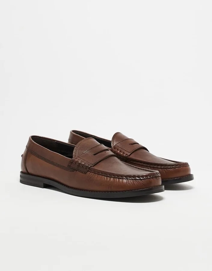 ASOS DESIGN penny loafers in tan leather - Image 3