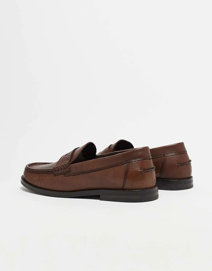 ASOS DESIGN penny loafers in tan leather - Image 4