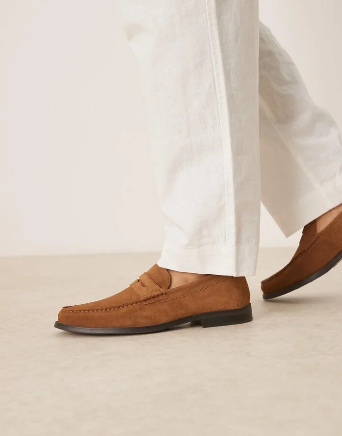 ASOS DESIGN penny loafers in tan suede - Image 3