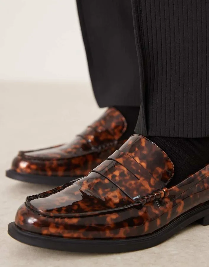 ASOS DESIGN penny loafers in tortoise print - Image 2