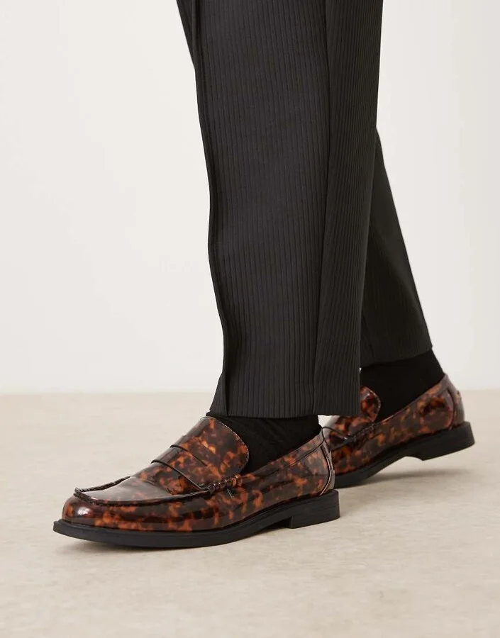 ASOS DESIGN penny loafers in tortoise print - Image 3