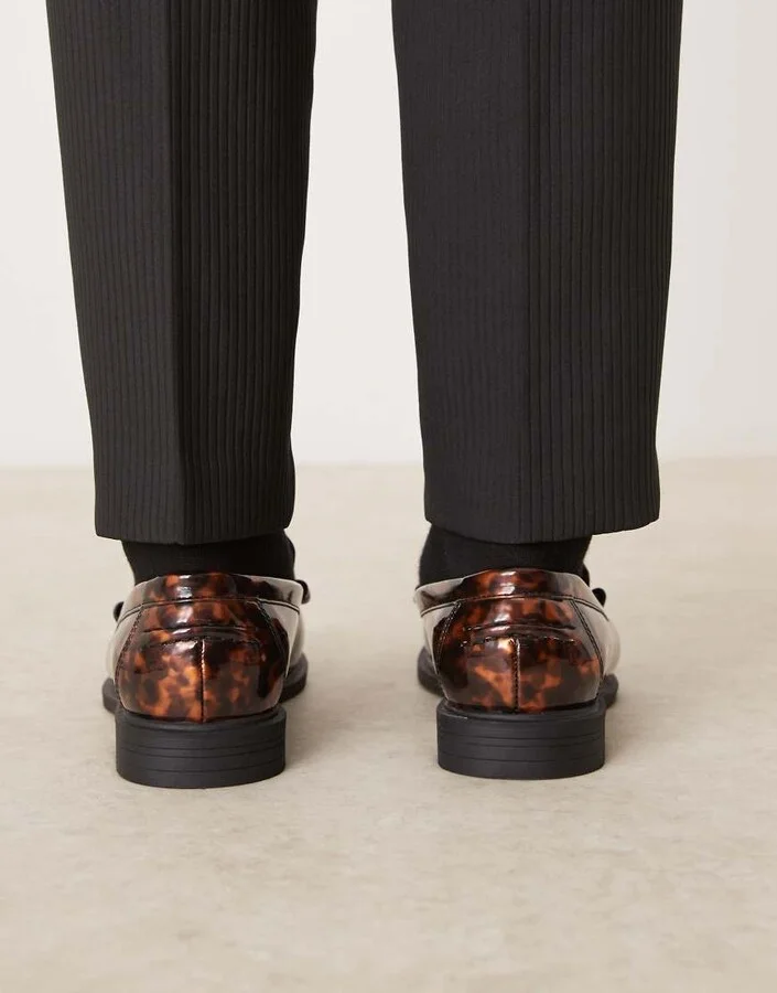 ASOS DESIGN penny loafers in tortoise print - Image 4