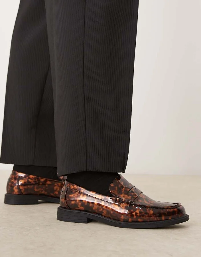 ASOS DESIGN penny loafers in tortoise print