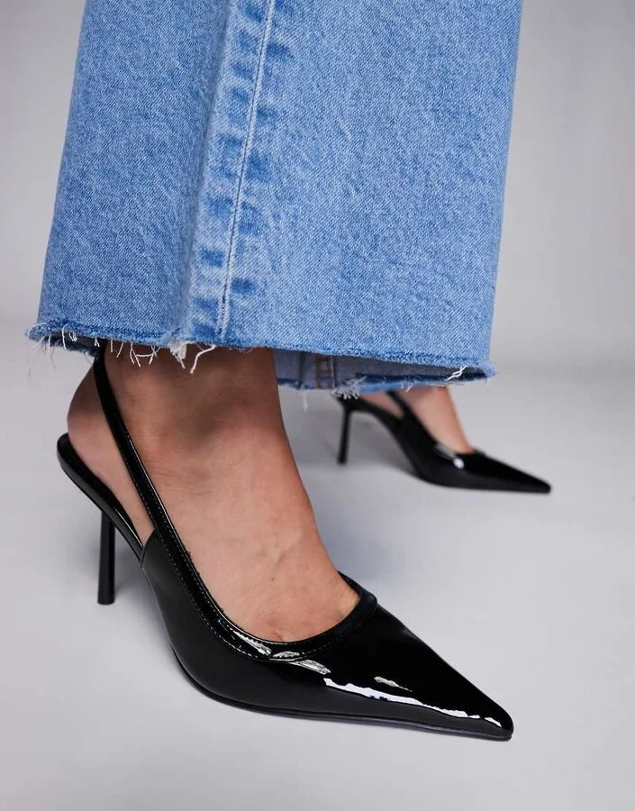 ASOS DESIGN Poser slingback high heeled shoes in black - Image 2