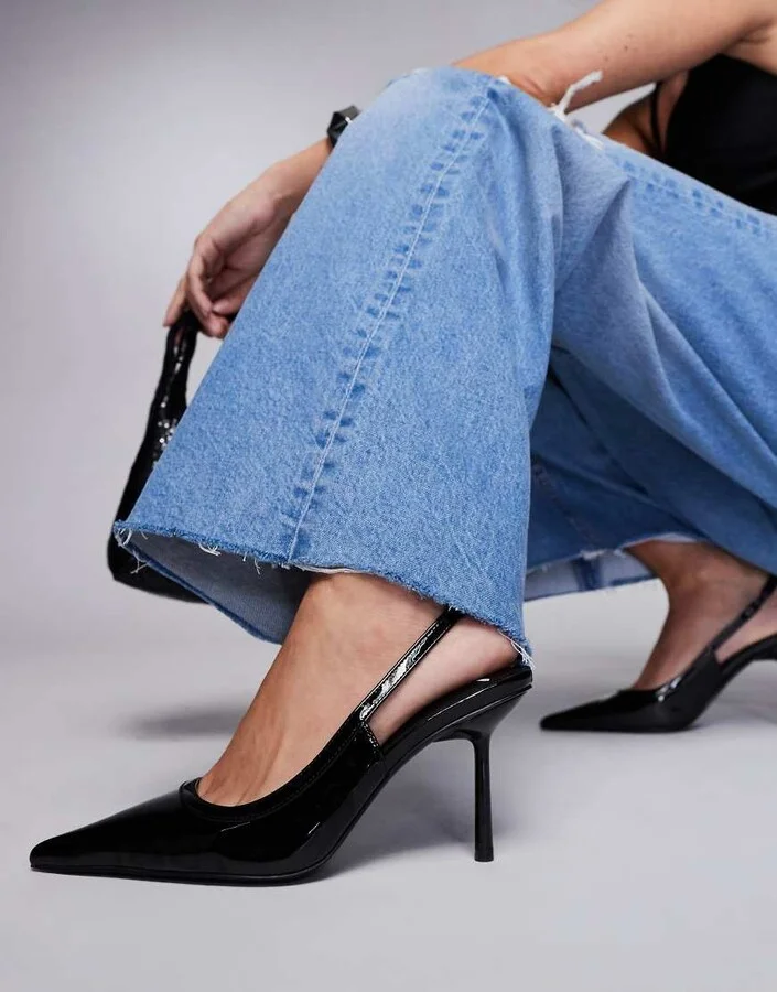 ASOS DESIGN Poser slingback high heeled shoes in black