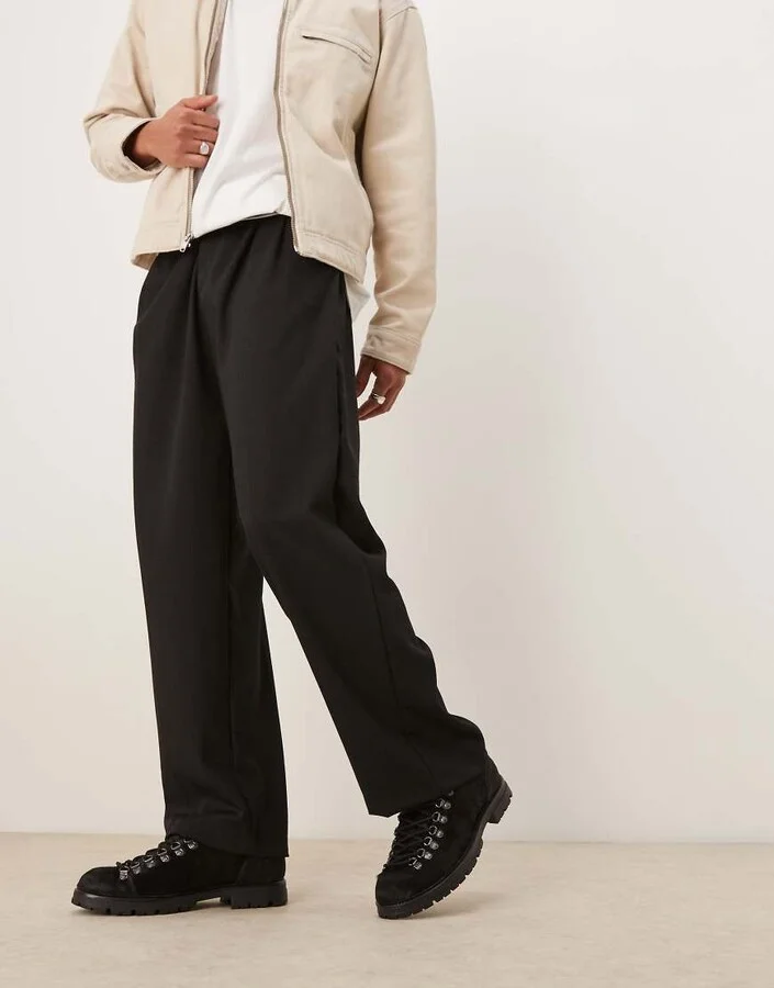 ASOS DESIGN Premium lace up hiker shoes in black cow hair - Image 2