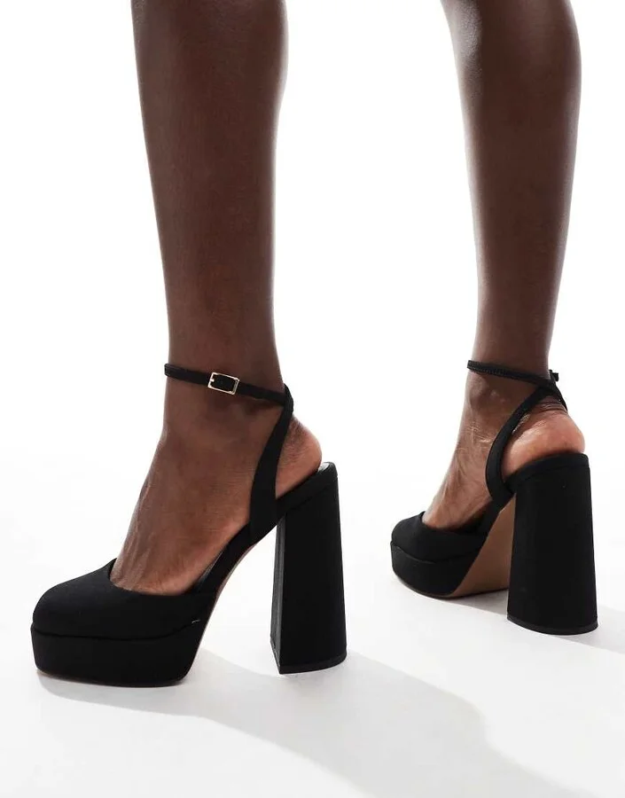 ASOS DESIGN Pressure platform high heel shoes in black - Image 2