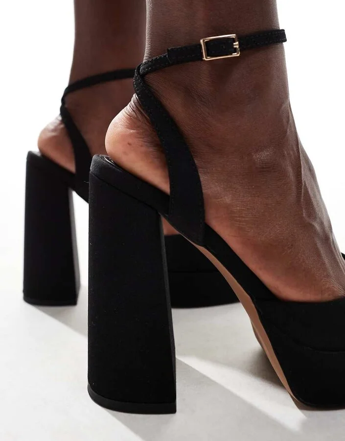 ASOS DESIGN Pressure platform high heel shoes in black - Image 3