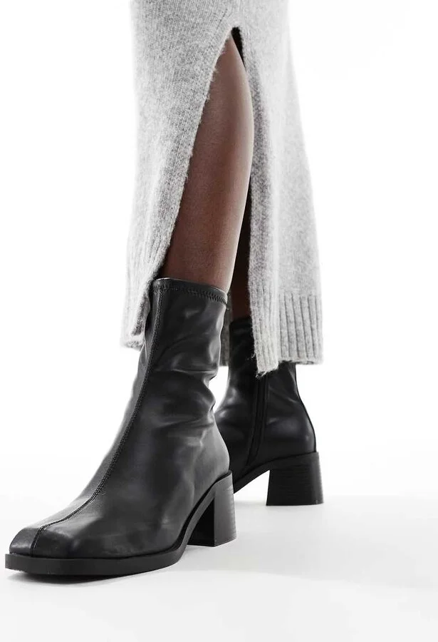 ASOS DESIGN Ranger smart mid-heel boots in black - Image 2