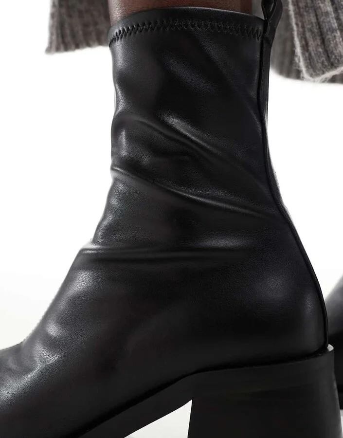 ASOS DESIGN Ranger smart mid-heel boots in black - Image 4
