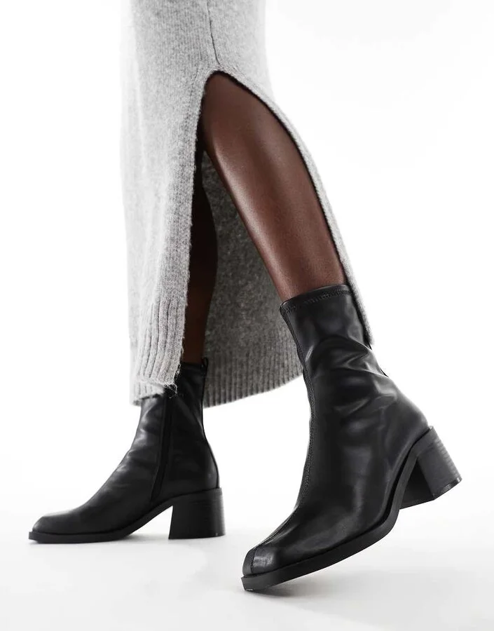 ASOS DESIGN Ranger smart mid-heel boots in black