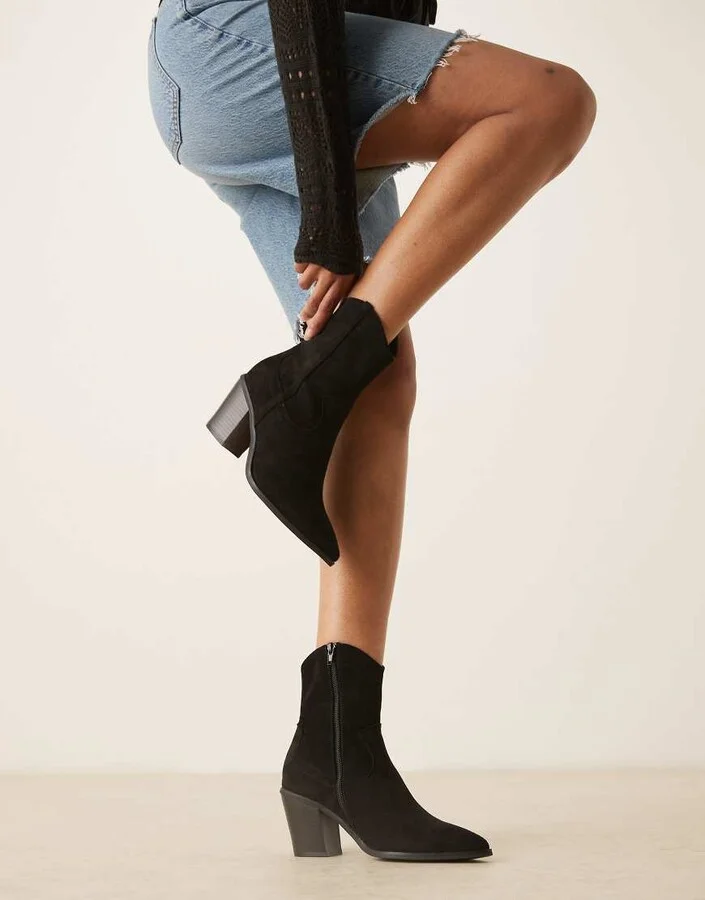 ASOS DESIGN Rational heeled western boots in black - Image 2
