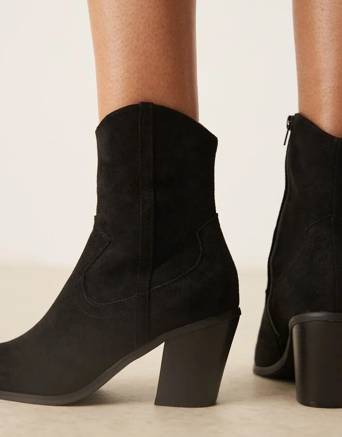 ASOS DESIGN Rational heeled western boots in black - Image 3