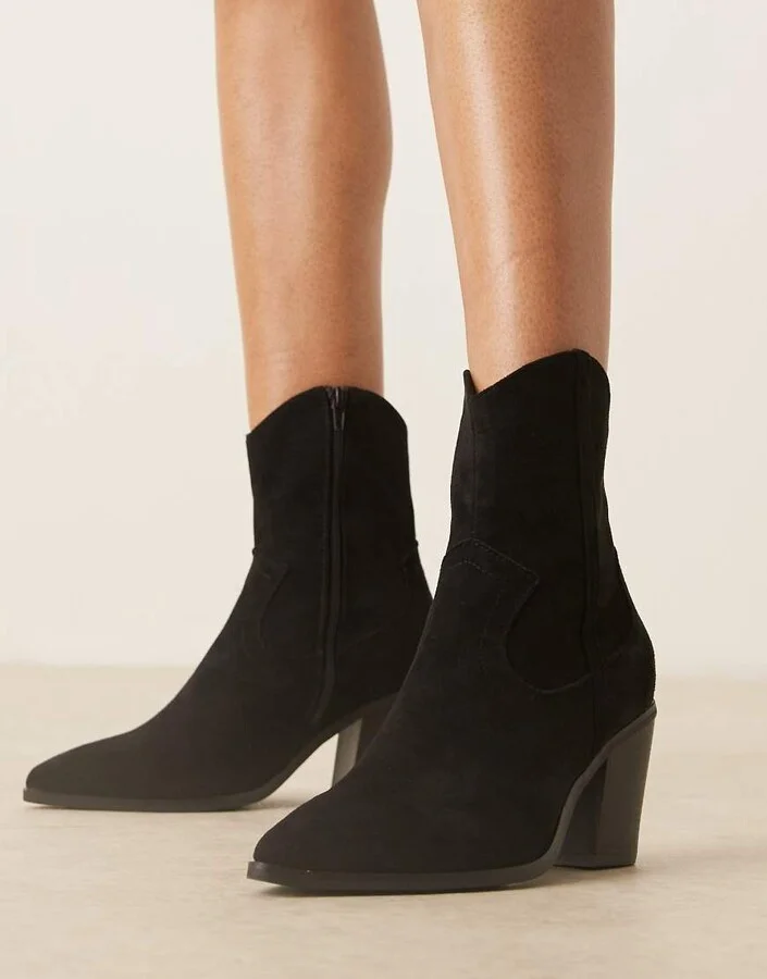 ASOS DESIGN Rational heeled western boots in black - Image 4