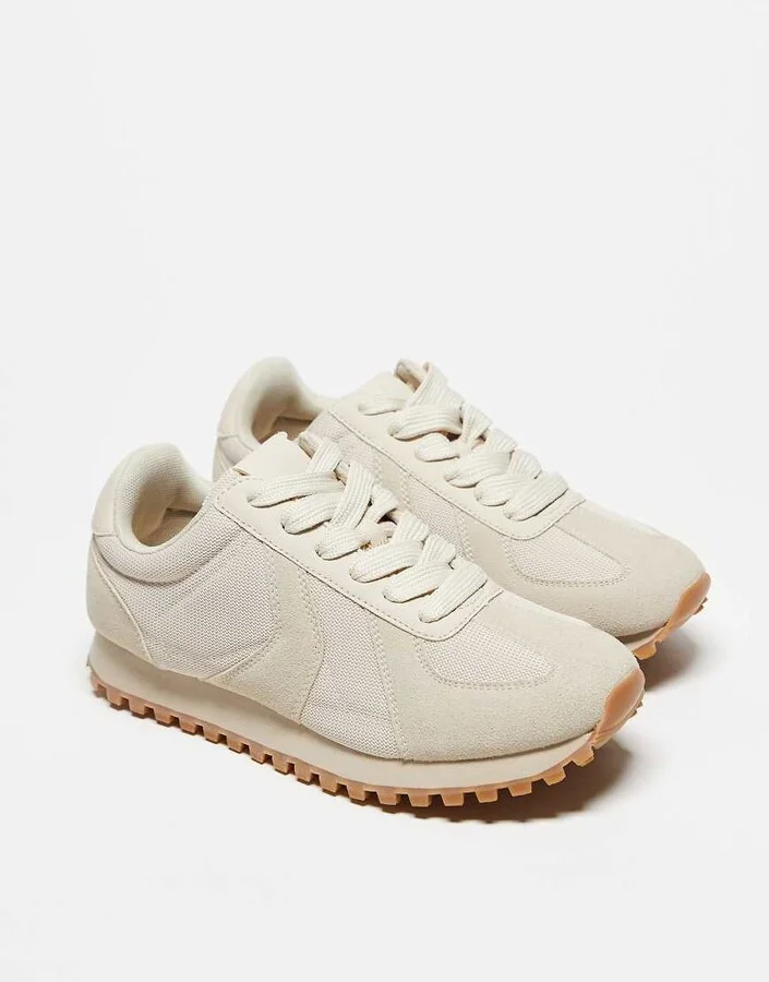 ASOS DESIGN retro sneakers in beige - Image 3