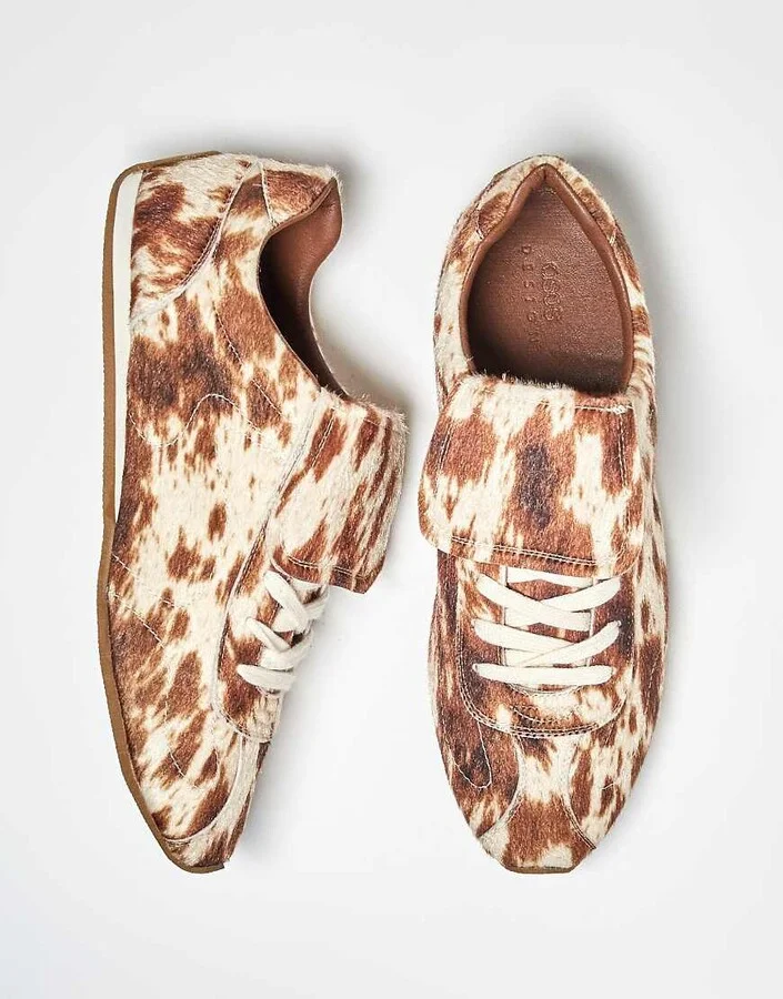 ASOS DESIGN retro sneakers in faux pony print with oversized tongue - Image 2