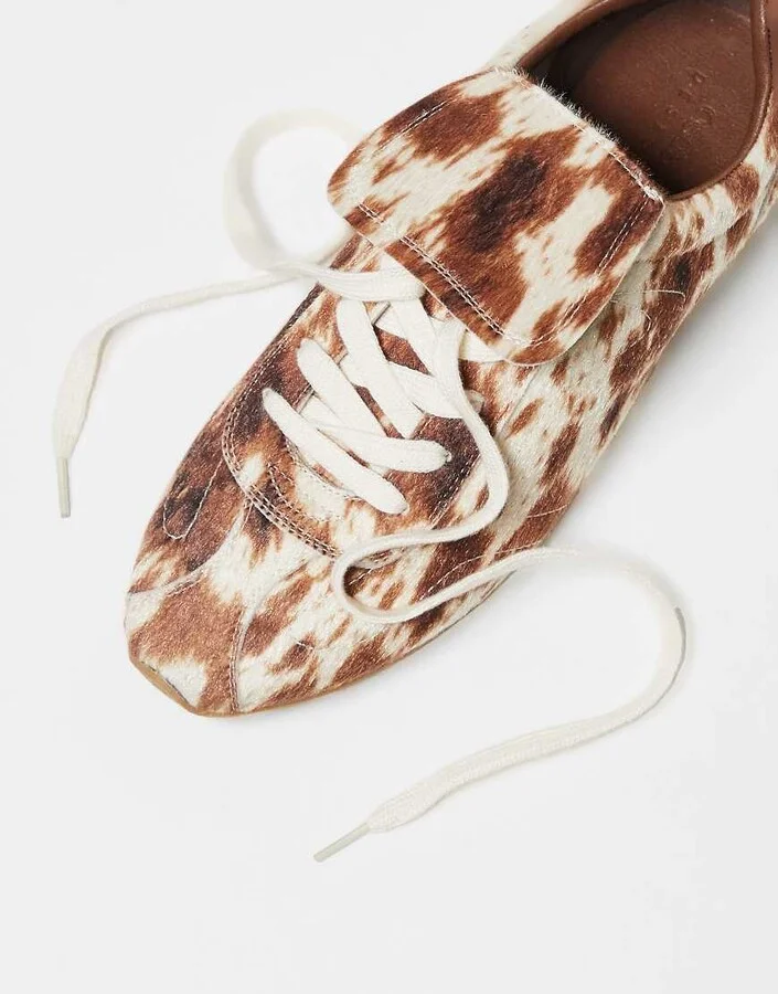 ASOS DESIGN retro sneakers in faux pony print with oversized tongue - Image 4