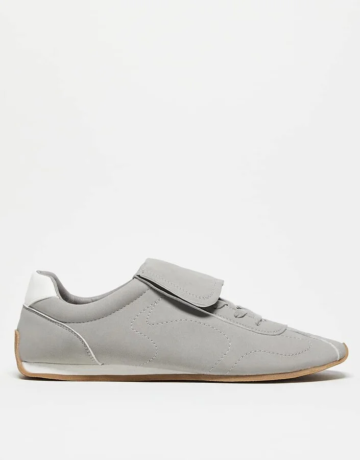 ASOS DESIGN retro sneakers in gray with oversized tongue - Image 2