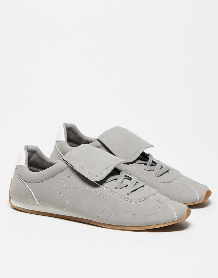 ASOS DESIGN retro sneakers in gray with oversized tongue - Image 3