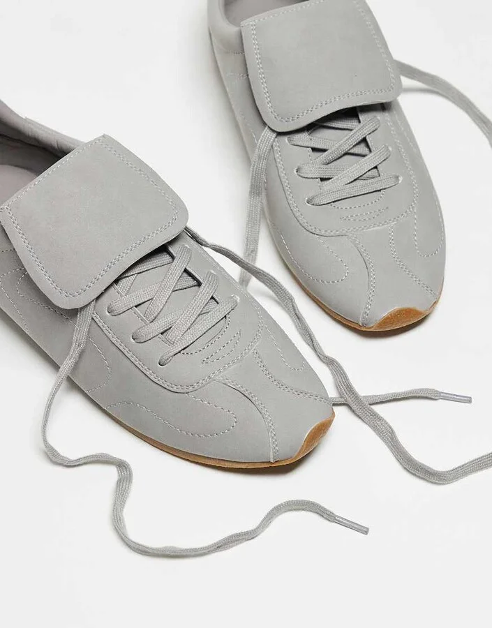 ASOS DESIGN retro sneakers in gray with oversized tongue - Image 4