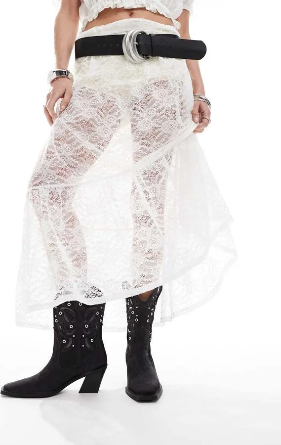 ASOS DESIGN Roan western heeled boots with stones in black - Image 4