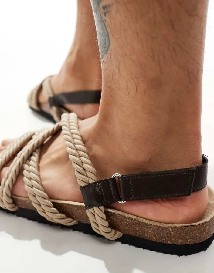 ASOS DESIGN rope detailing cross strap sandals - Image 3