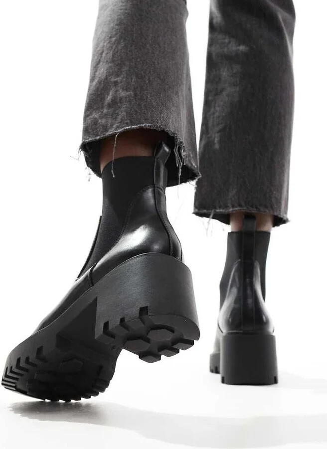 ASOS DESIGN Rowan chunky chelsea boots in black - Image 2