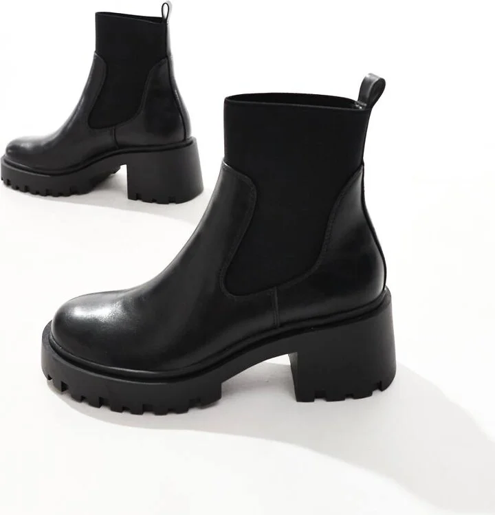 ASOS DESIGN Rowan chunky chelsea boots in black - Image 4