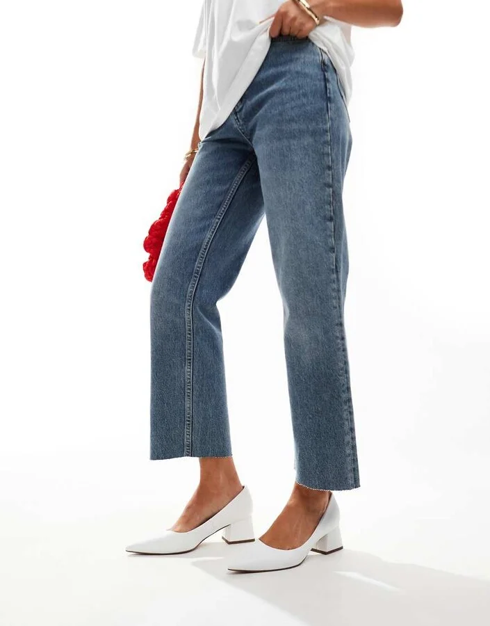 ASOS DESIGN Saint block mid heeled shoes in white - Image 2