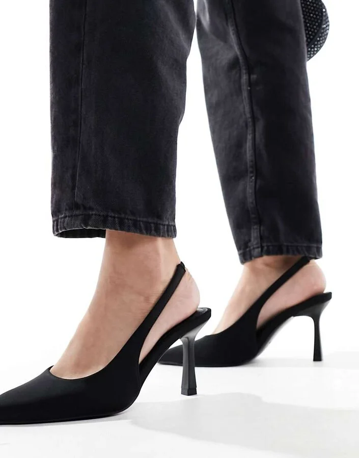 ASOS DESIGN Salty slingback stiletto mid shoes in black - Image 2