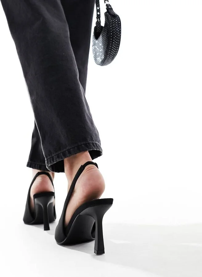 ASOS DESIGN Salty slingback stiletto mid shoes in black - Image 4