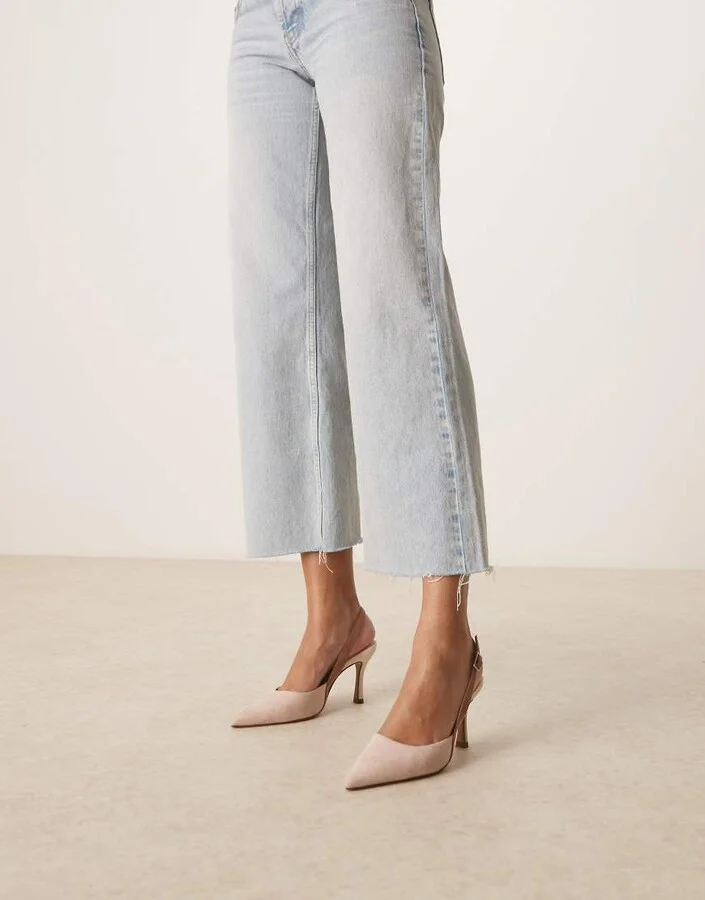 ASOS DESIGN Samber 2 slingback stiletto heels in beige and off white suedette - Image 4