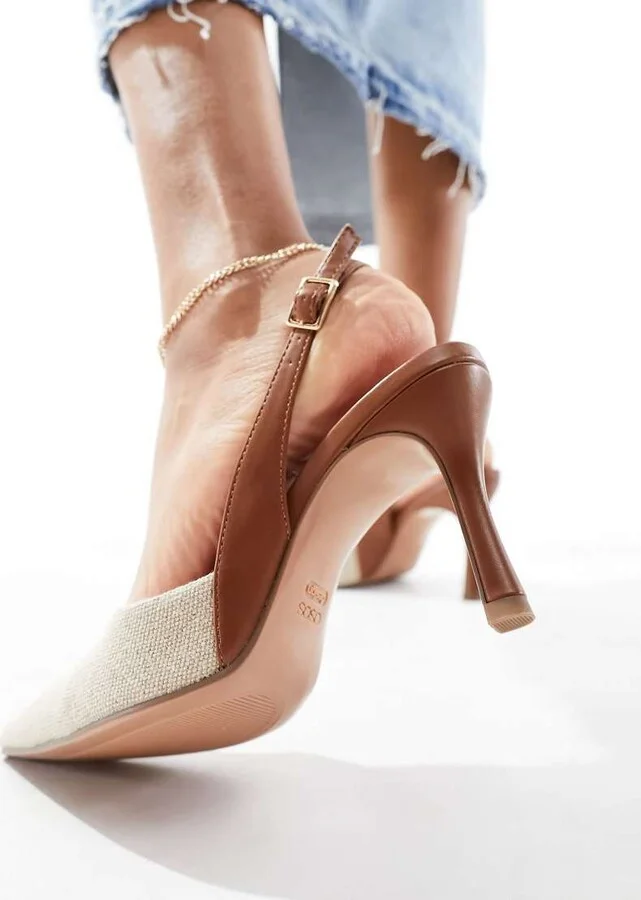 ASOS DESIGN Samber 2 slingback stiletto heels in natural - Image 2