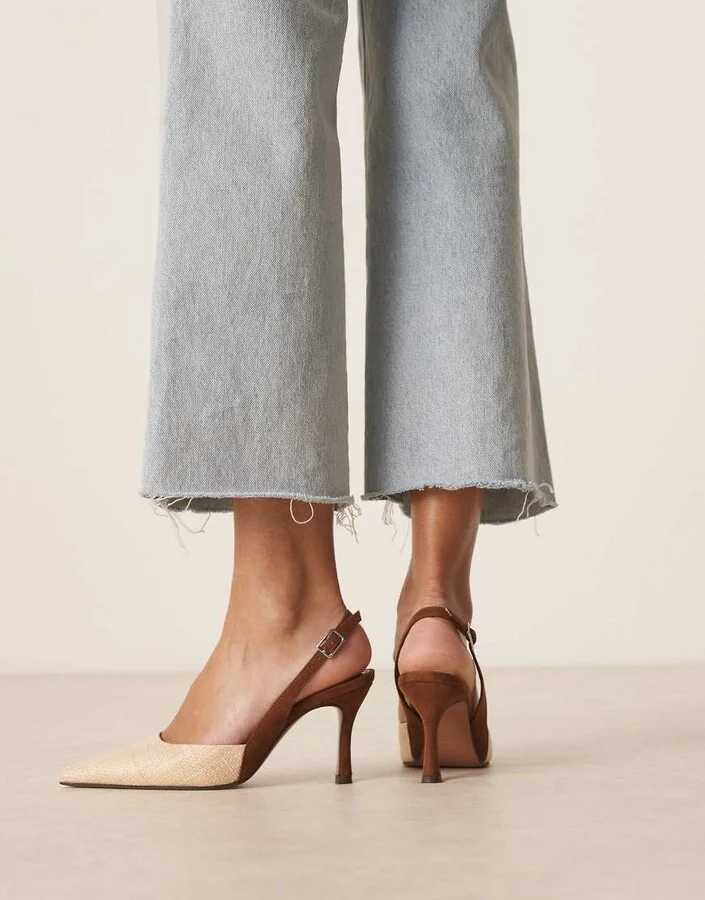 ASOS DESIGN Samber 2 slingback stiletto heels in natural and chocolate - Image 3