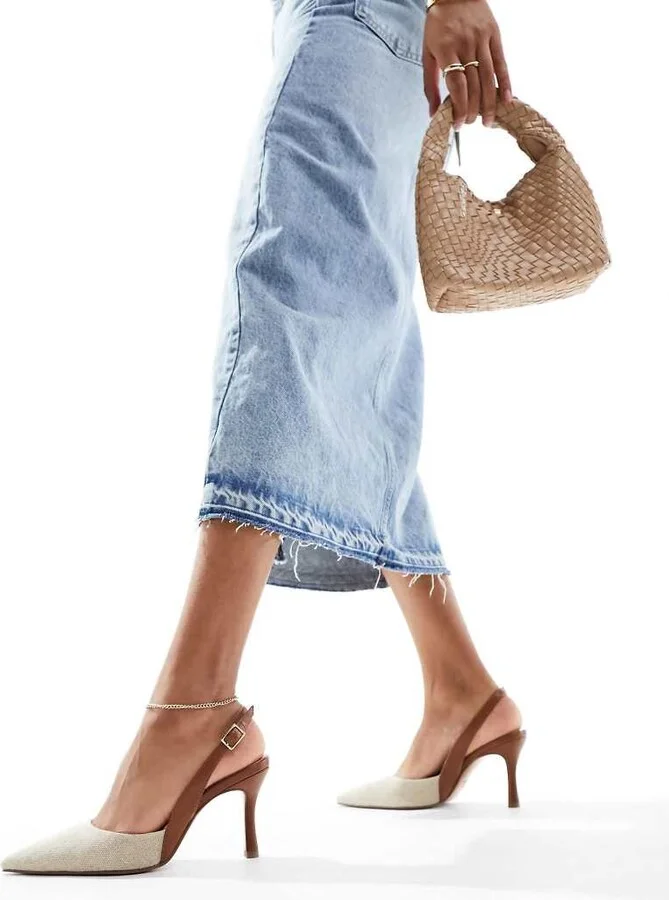 ASOS DESIGN Samber 2 slingback stiletto heels in natural