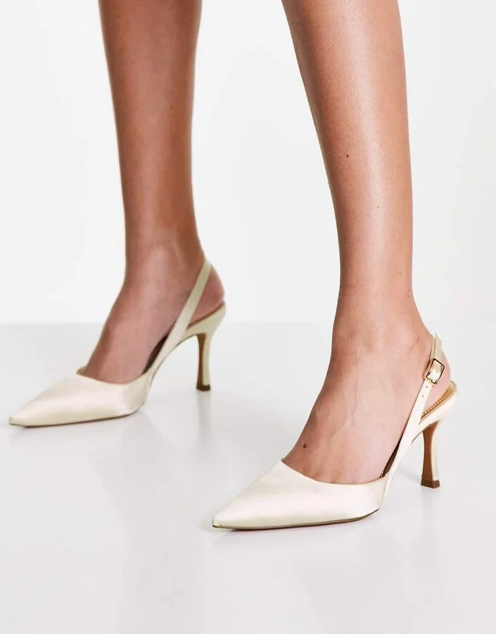 ASOS DESIGN Samber slingback stiletto heels in ivory - Image 2