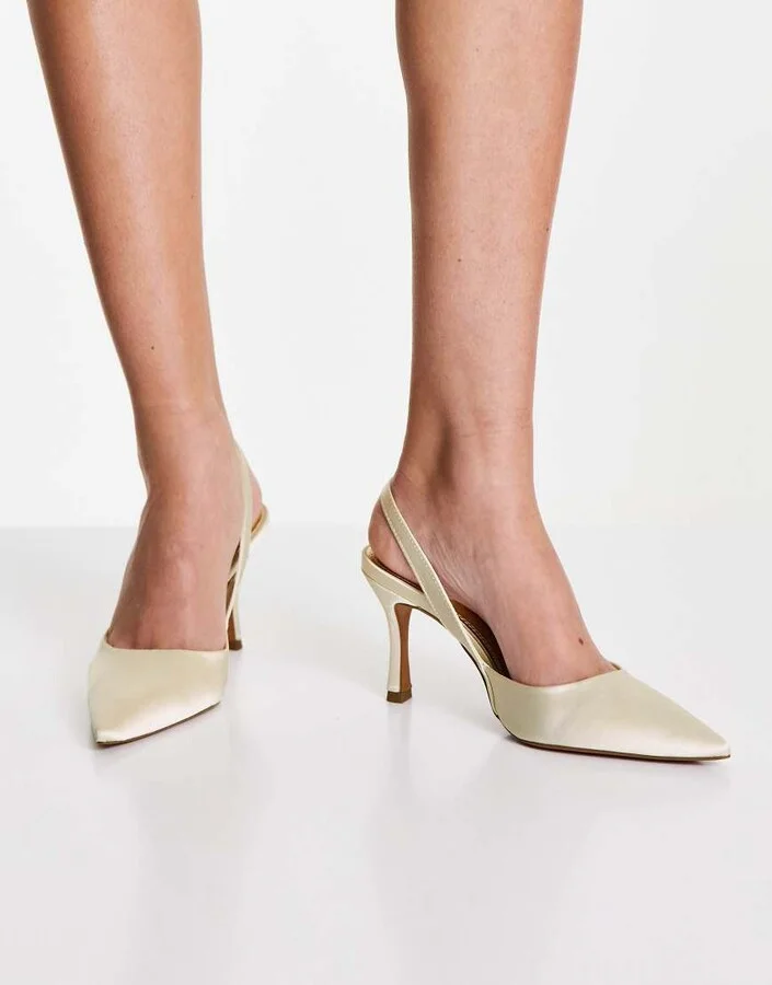 ASOS DESIGN Samber slingback stiletto heels in ivory - Image 3
