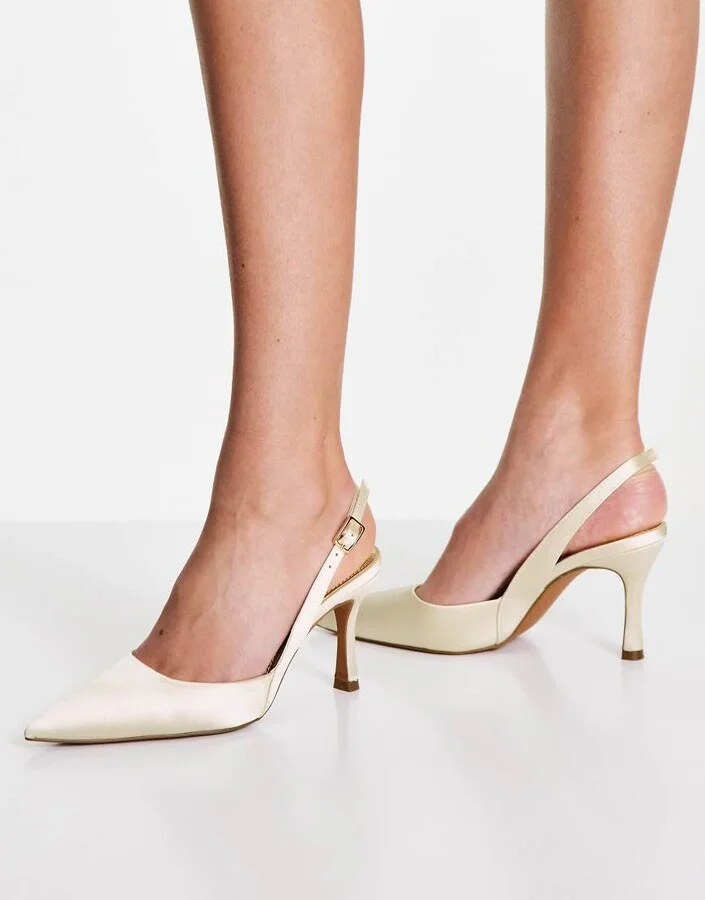 ASOS DESIGN Samber slingback stiletto heels in ivory - Image 4