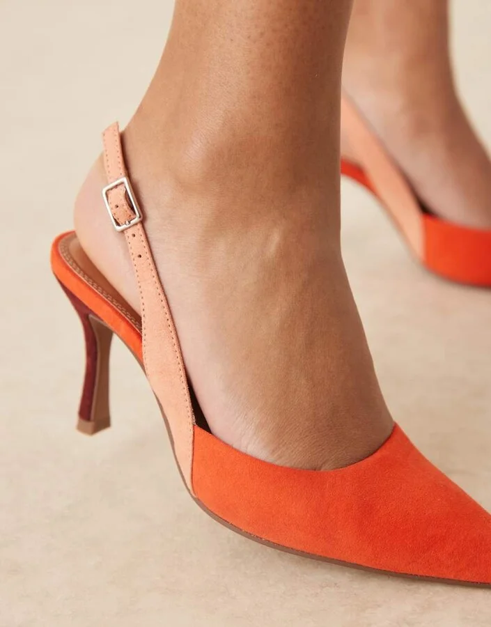 ASOS DESIGN Samber slingback stiletto heels in multi suedette - Image 4