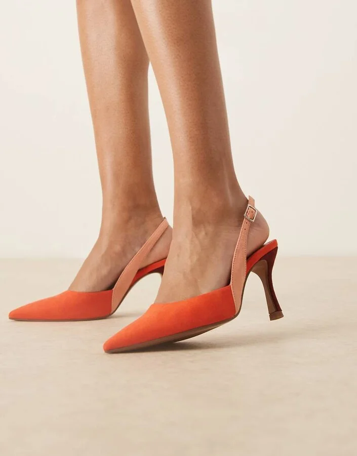 ASOS DESIGN Samber slingback stiletto heels in multi suedette