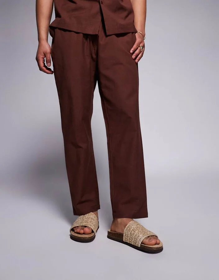 ASOS DESIGN sandal slides with woven strap in stone - Image 2