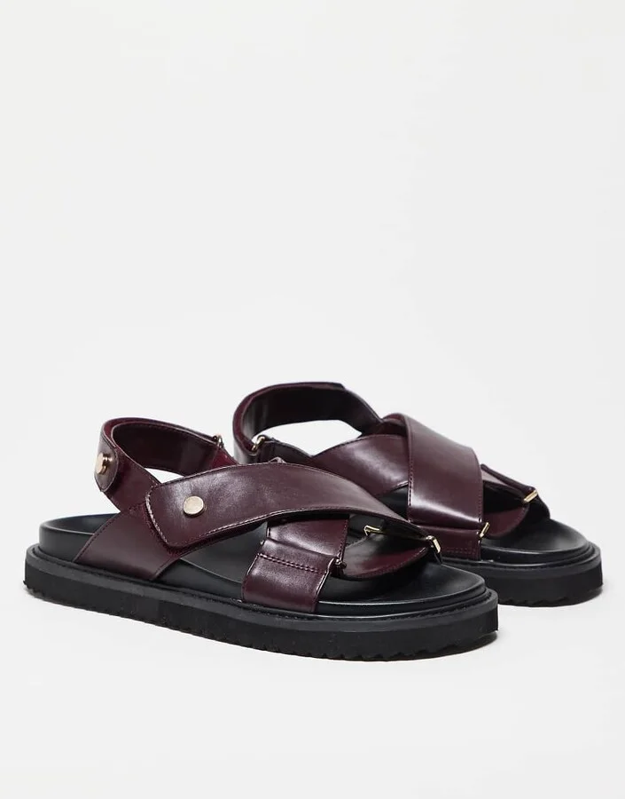 ASOS DESIGN sandals in burgundy faux crocodile - Image 3