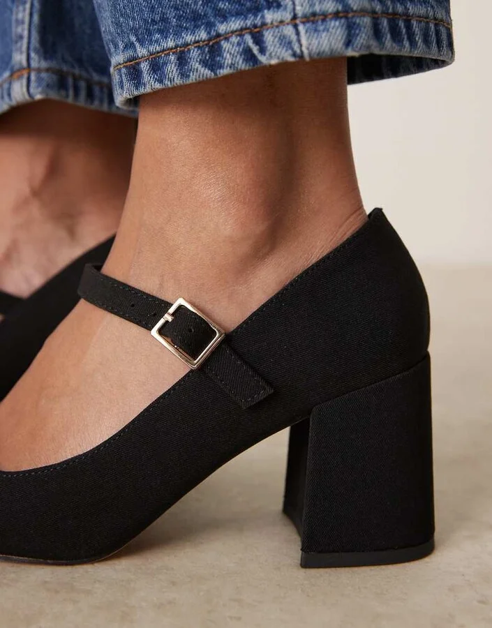 ASOS DESIGN Selene mary jane mid block heeled shoes in black - Image 3
