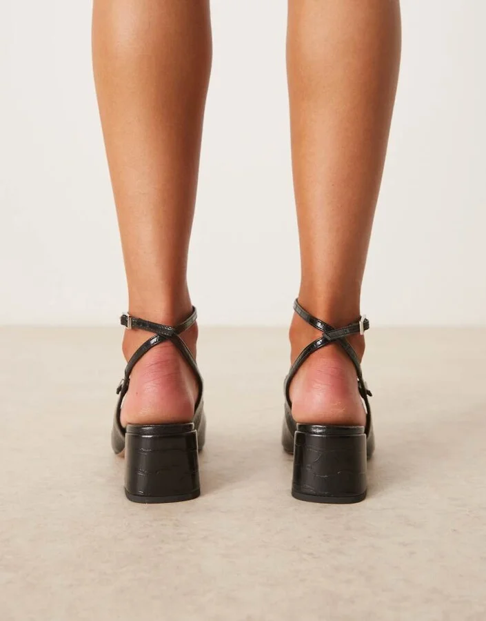 ASOS DESIGN Simone buckle strap detail mid block heel shoes in black - Image 2