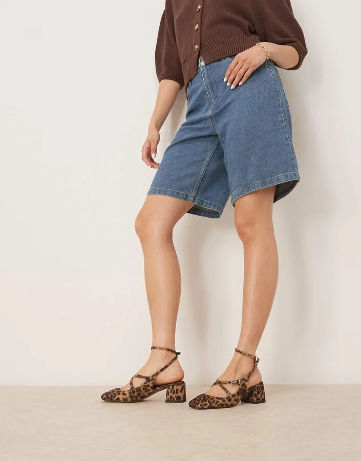 ASOS DESIGN Simone buckle strap detail mid block heel shoes in leopard - Image 2