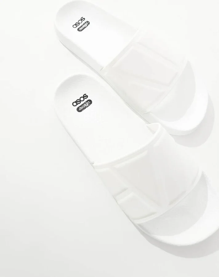 ASOS DESIGN sliders in white - Image 2