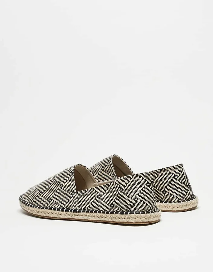 ASOS DESIGN slip on espadrilles in black and white weave - Image 2